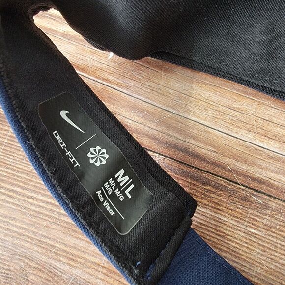 Nike Dri-FIT PACELINE Ace Visor M/L Blue White Swoosh Adjustable Performance Hat - Picture 6 of 9